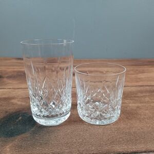 Lismore Crystal Highball and Double Old Fashioned Glass Set 2pc